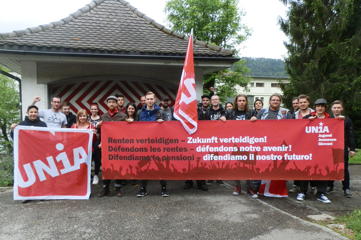 Die jungen Mitglieder der Unia wollen die sichere AHV beibehalten. 