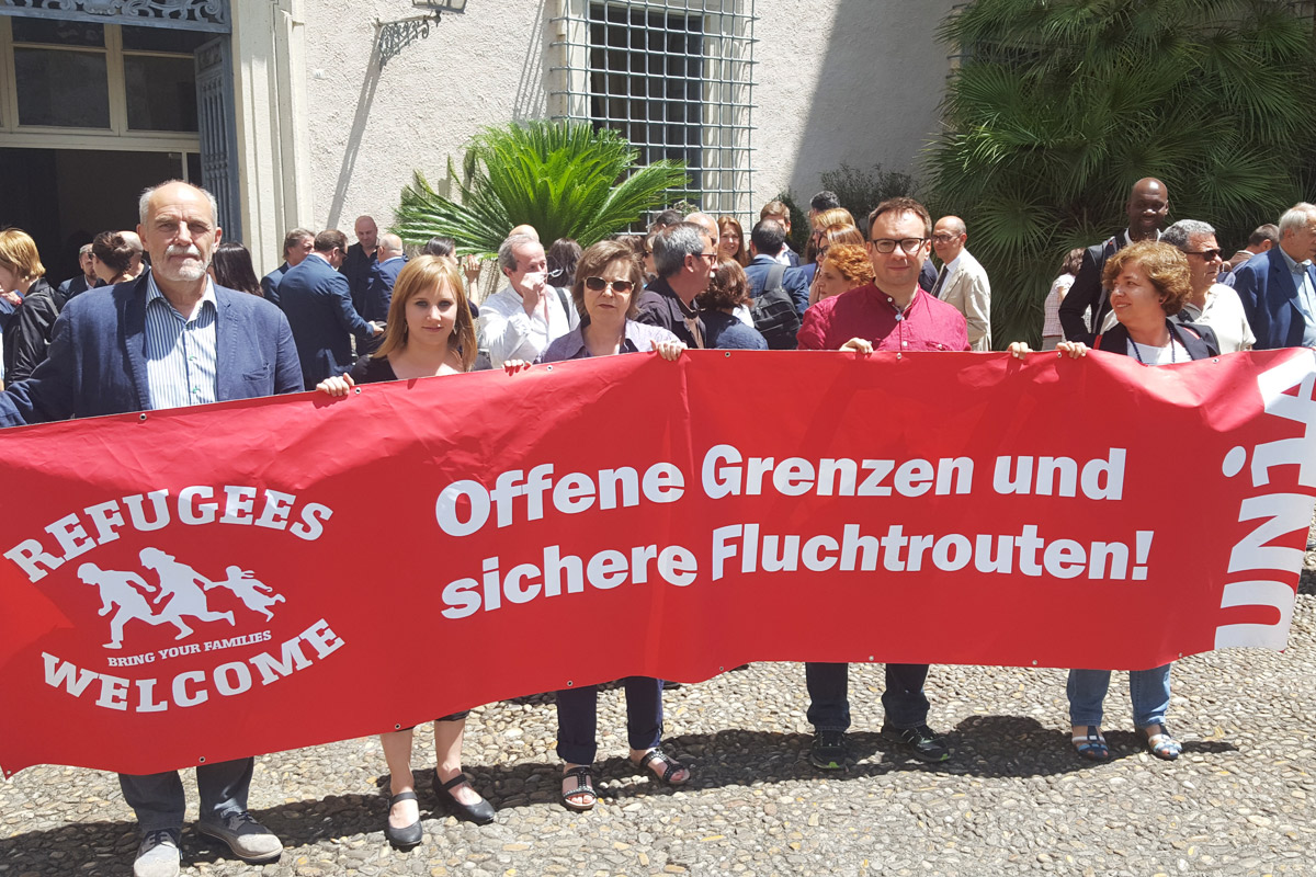 Die Unia-Delegation in Rom setzt sich für eine menschliche Flüchtlingspolitik in der Schweiz und in ganz Europa ein. 