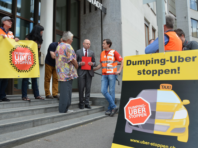 Uber-Protestaktion 2016 in Basel