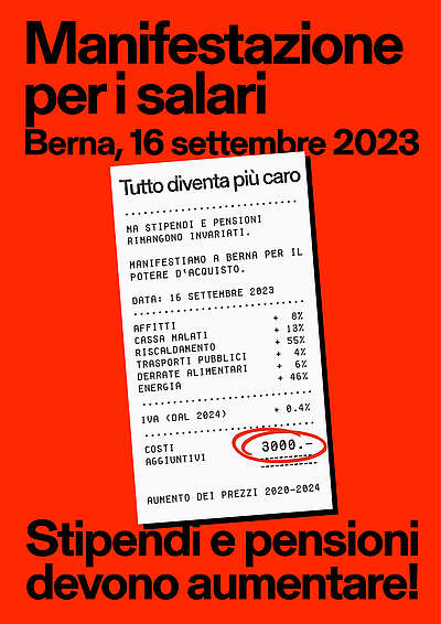 Volantino per la manifestazione salariale e per più potere d'acquisto