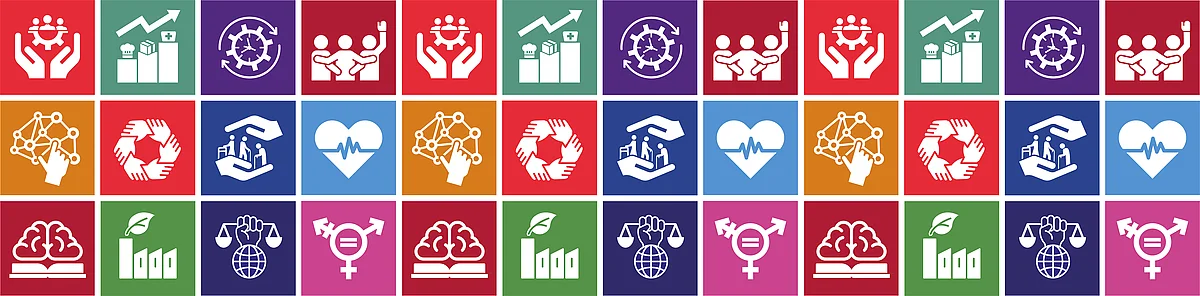 Icons der «Perspektiven 2045» der Unia