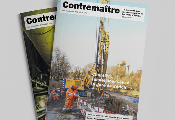 Deux numéros du magazine «Contremaître»  sur une table