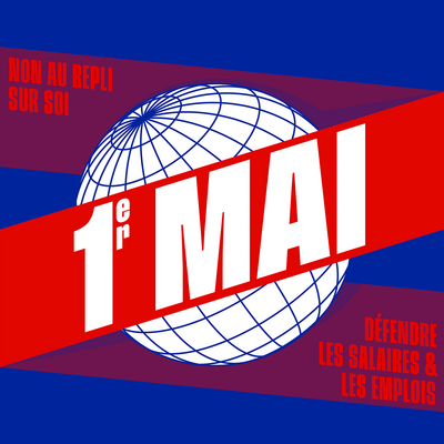 Affiche du 1er Mai 2026: image d'un globe terrestre et le slogan 