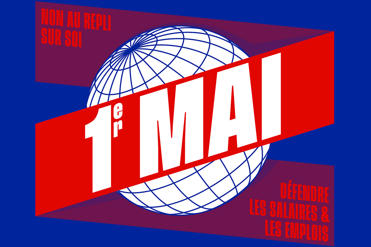 Affiche du 1er Mai 2026: image d'un globe terrestre et le slogan 