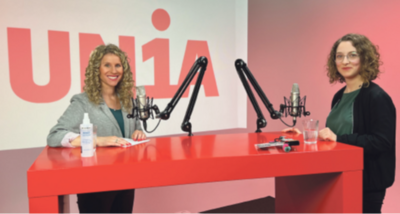Susanne Hueber und Kristina Schüpbach im Unia-Industrie-News-Studio
