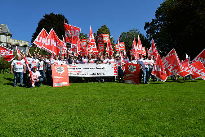 Landsgemeinde des Maler- und Gipsergewerbes: Die Arbeitnehmenden fordern bessere Arbeitsbedingungen für alle in der Branche.