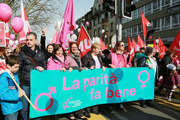 Banner: «La parità fa bene»
