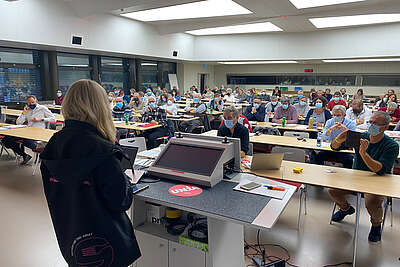Salle comble à l'assemblée des délégués d'Unia.