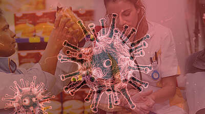 Montage avec un coronavirus