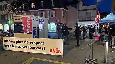 Piquet de grève des employé-e-s de Smood à Yverdon