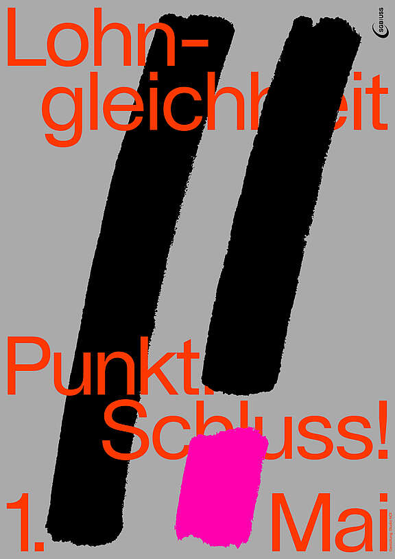 1.-Mai-Plakat des SGB: Lohngleichheit. Punkt. Schluss!