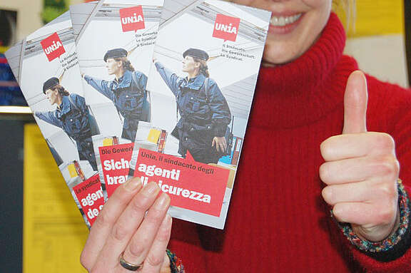 Volantino d'Unia per il ramo dei servizi di sicurezza