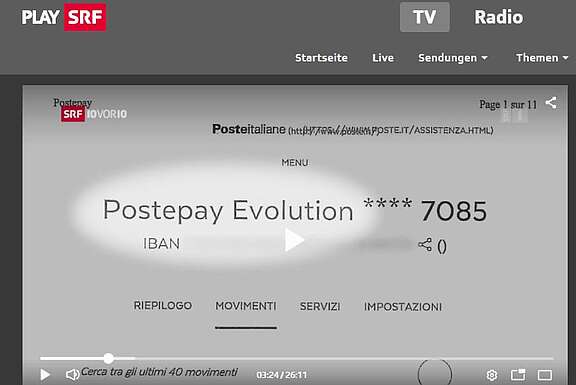 Extrait du compte bancaire italien