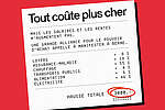 Un ticket de caisse sur fond rouge avec l'inscription: 