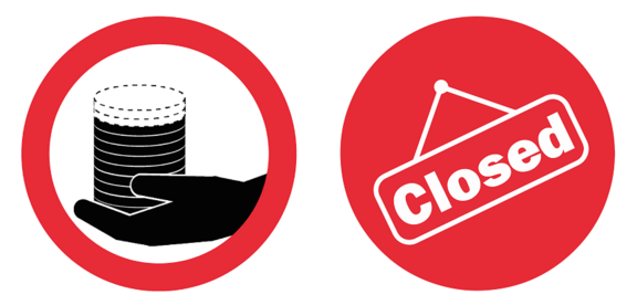 Icônes symboliques: argent et panneau de fermeture de magasins