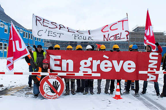 Deux jours de grève. Les grévistes de Rennaz (VD).