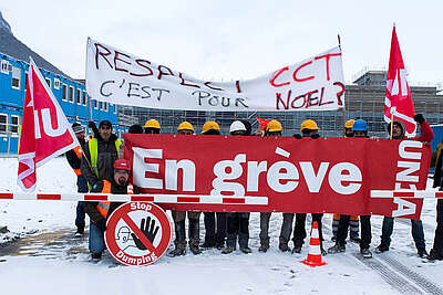 Deux jours de grève. Les grévistes de Rennaz (VD).