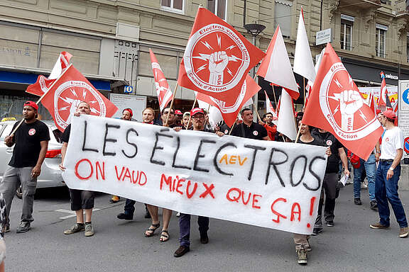 Manifestation d’électricien-ne-s