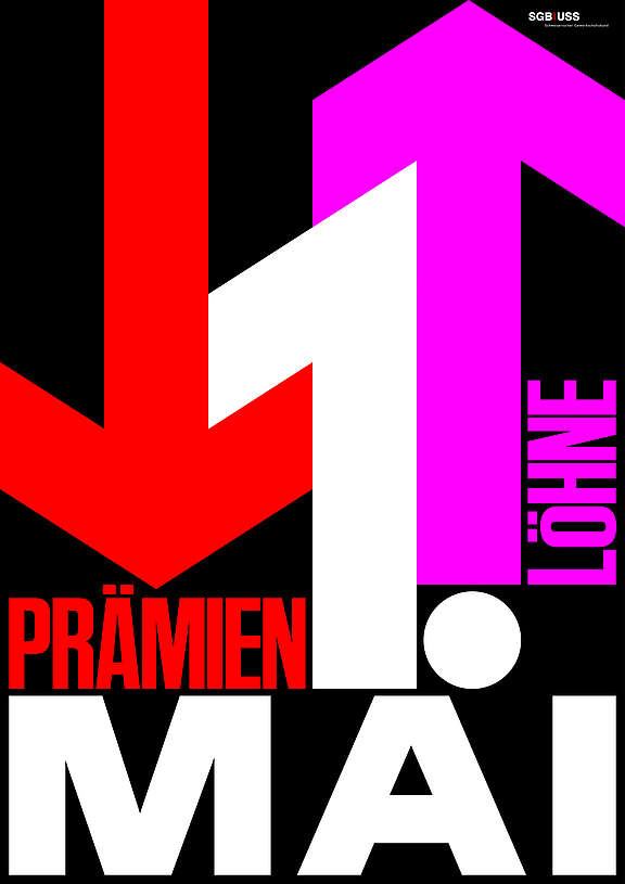 1.-Mai-Plakat: Rente runter, Löhne hoch!