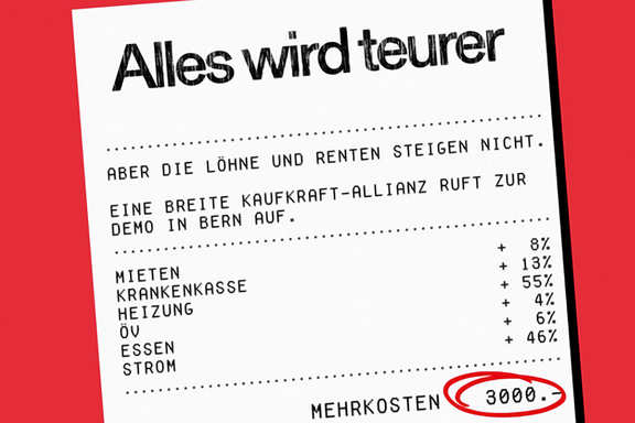 Kassenzettel mit der Aufschrift: Alles wird teurer