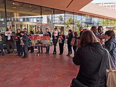 Un’azione politica in Place des Nations a Ginevra