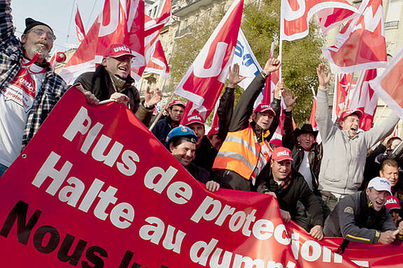 Grande manif de la construction à Zurich