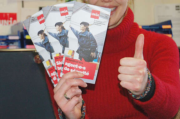 Tract d'Unia pour les employé-e-s de la branche de la sécurité