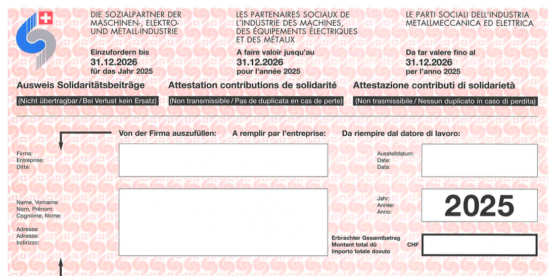 Estratto dell'attestazione contributi di solidarietà dei contributi di solidarietà 2024 per i dipendenti delle industrie MEM