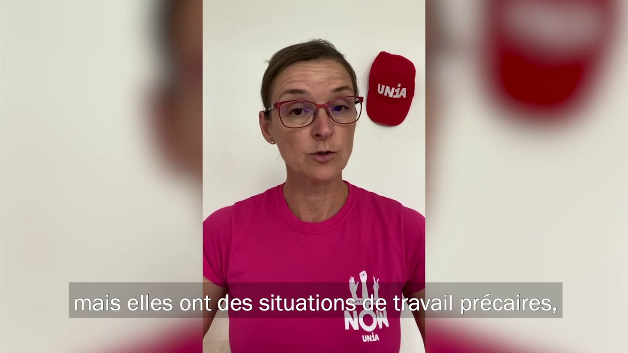 Déclaration filmée de la responsable de la branche Economie domestique chez Unia, Yolande Peisl.