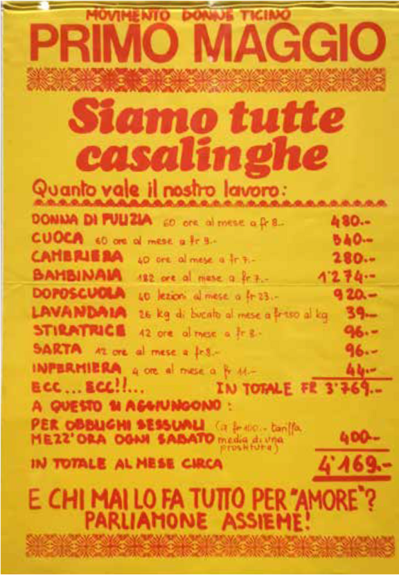 Manifesto Primo Maggio Ticino: Siamo tutte casalinghe