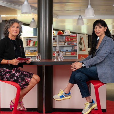 Virginie Pilault et Vania Alleva lors de l’enregistrement d’Industrie News.