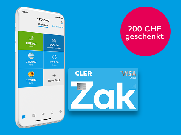 Ein Handy mit der App-Ansicht eines ZAK-Kontos.