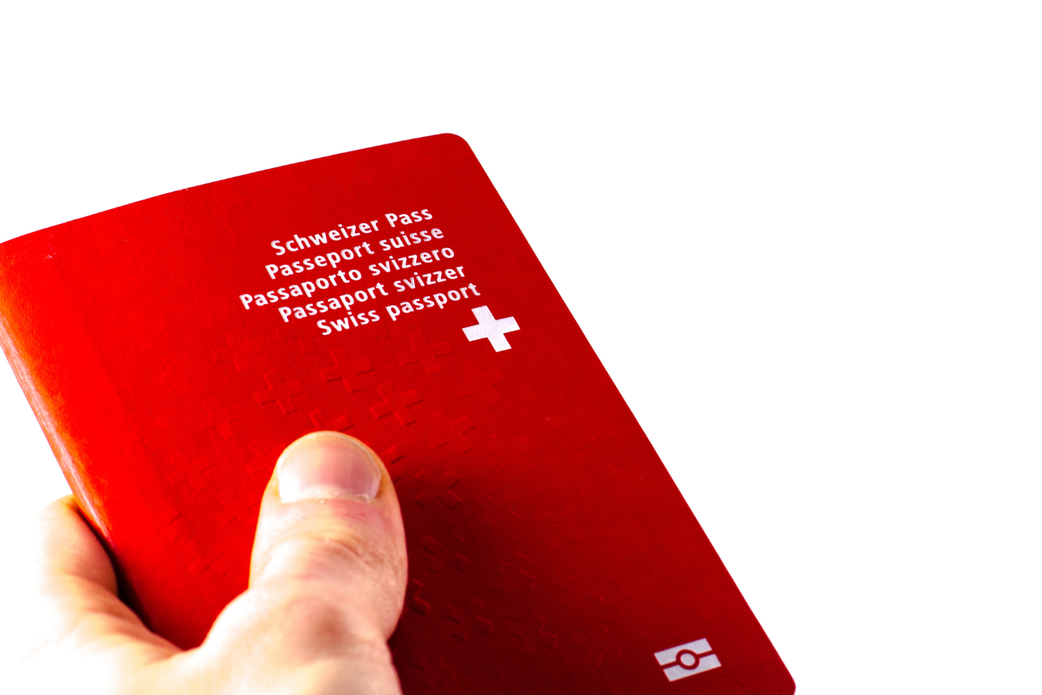 Main avec un passeport suisse